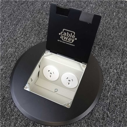 Shallow Floor Outlet Box 2 Power Black Stainless Steel Round Flush 145 Series