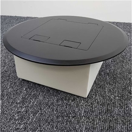 Shallow Floor Outlet Box 2 Power Stainless Steel Black Round Flush 145 Series