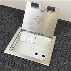 2 Power Stainless Steel Flush Floor Outlet Box