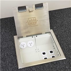 2 Power 4 Data Stainless Steel Flush Floor Outlet Box