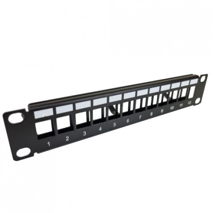 1RU 12 Port Unloaded Patch Panel 10" (Key Stone Jacks)