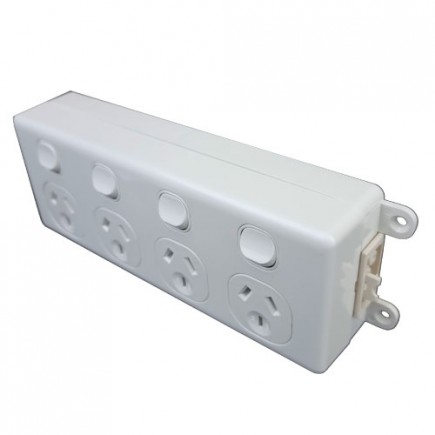 SOFT WIRED QUAD SWITCHED OUTLET (WHITE)