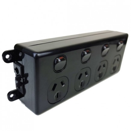 SOFT WIRED QUAD SWITCHED OUTLET (BLACK)