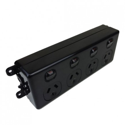 SOFT WIRED QUAD SWITCHED OUTLET (BLACK)