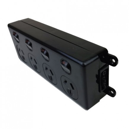 SOFT WIRED QUAD SWITCHED OUTLET (BLACK)