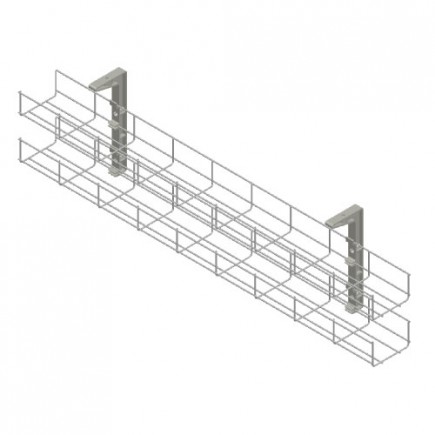 1200mm Double Tier Under Desk Cable Basket KIT (white)
