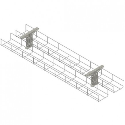 2400mm Single Tier Back to Back Under Desk Cable Basket KIT (white)