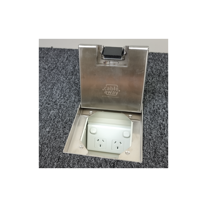 Floor Outlet Box 19mm Recess Lid1 Standard GPO Stainless Steel Flush 145 Series