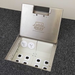 2 Power 8 Data Stainless Steel 19mm Recessed Lid  Floor Outlet Box