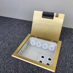 4 Power 4 Data Brass Flush Lid  Floor Outlet Box