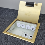 4 Power 4 Data Brass Flush Lid  Floor Outlet Box