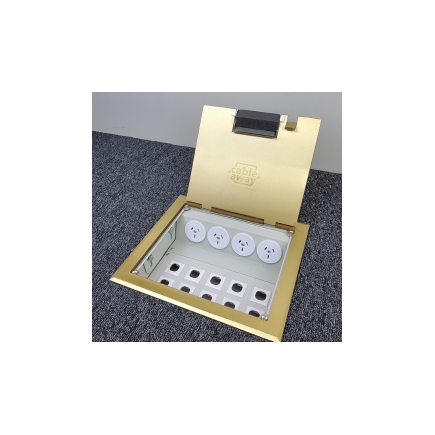 4 Power 10 Data Brass Flush Lid  Floor Outlet Box