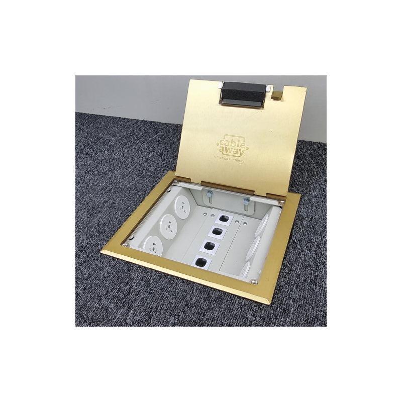 6 Power 5 Data Brass Flush Lid  Floor Outlet Box