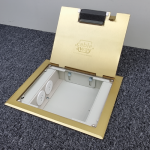 2 Power 4 Data Shallow Brass Flush Floor Outlet Box