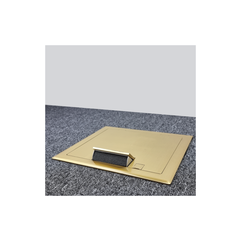 2 Power 6 Data Shallow Brass Flush Floor Outlet Box