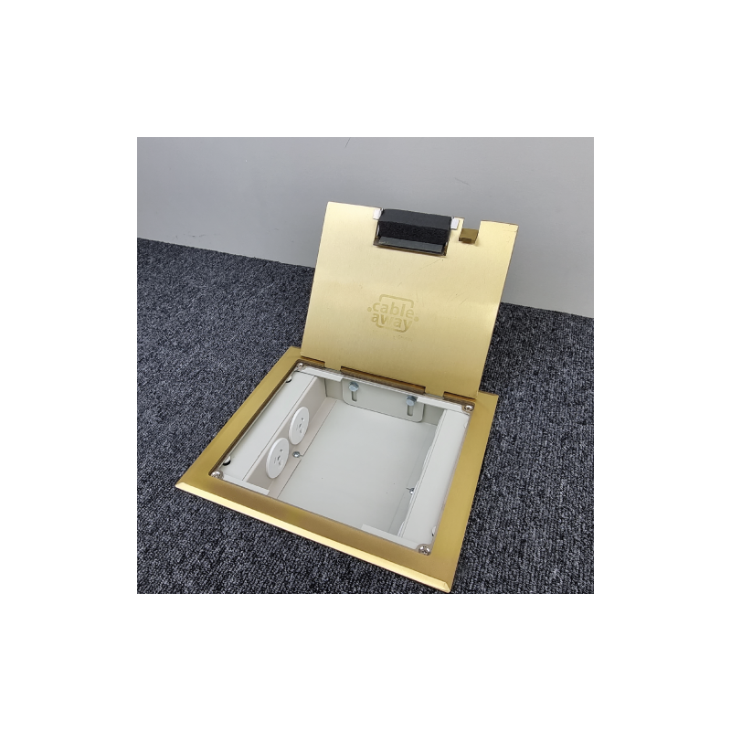 2 Power 6 Data Shallow Brass Flush Floor Outlet Box