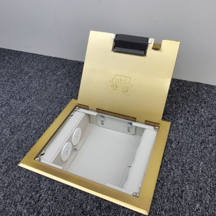 2 Power 6 Data Shallow Brass Flush Floor Outlet Box
