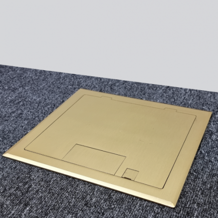 4 Power 4 Data Shallow Brass Flush Floor Outlet Box