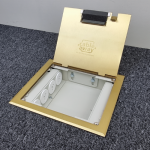 4 Power 4 Data Shallow Brass Flush Floor Outlet Box