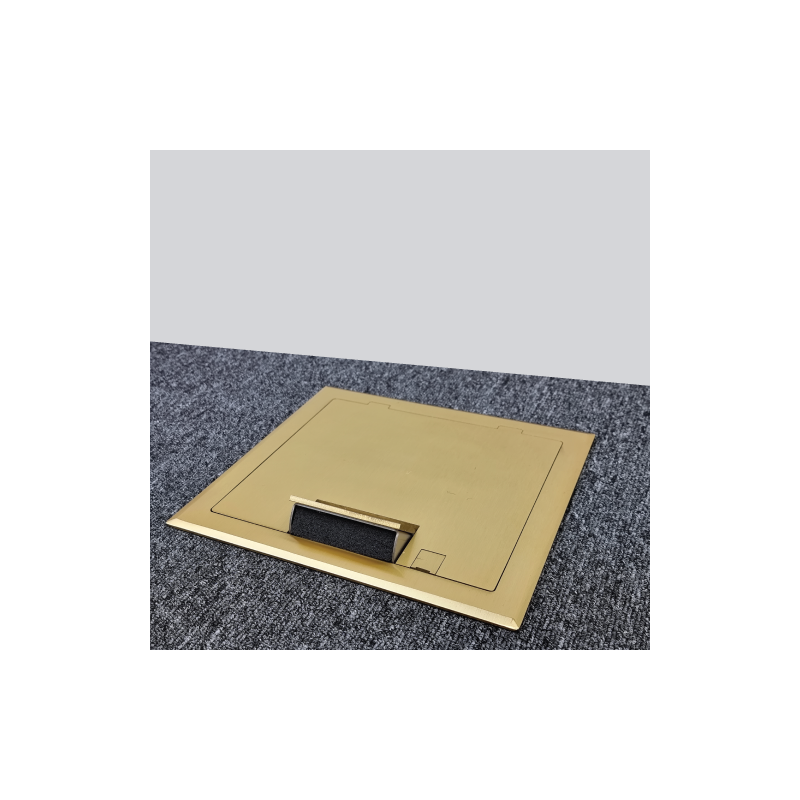 4 Power 6 Data Shallow Brass Flush Floor Outlet Box