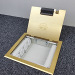 4 Power 6 Data Shallow Brass Flush Floor Outlet Box