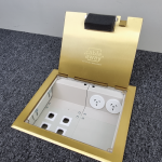 2 Power 4 Data Brass Flush Lid  Floor Outlet Box