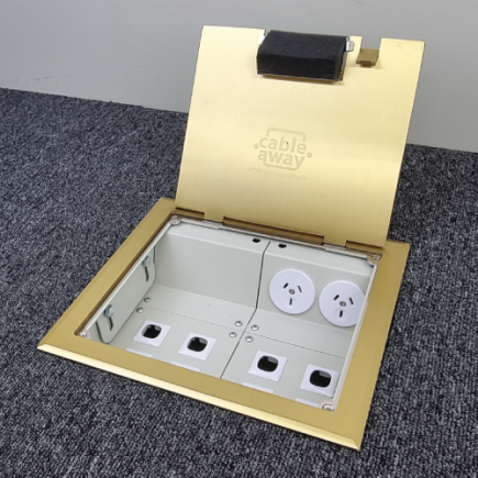 2 Power 8 Data Brass Flush Lid  Floor Outlet Box