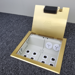 2 Power 8 Data Brass Flush Lid  Floor Outlet Box