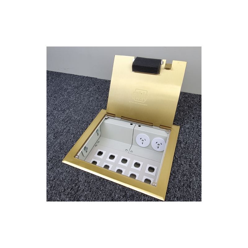2 Power 10 Data Brass Flush Lid  Floor Outlet Box