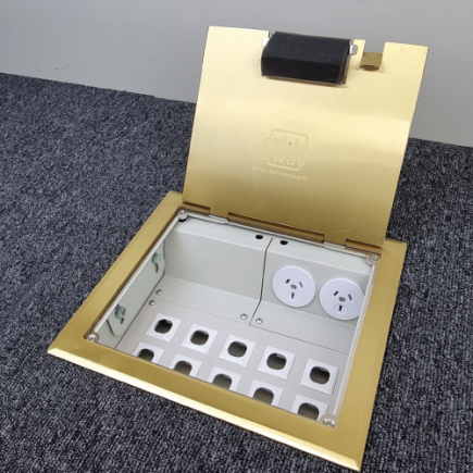 2 Power 10 Data Brass Flush Lid  Floor Outlet Box