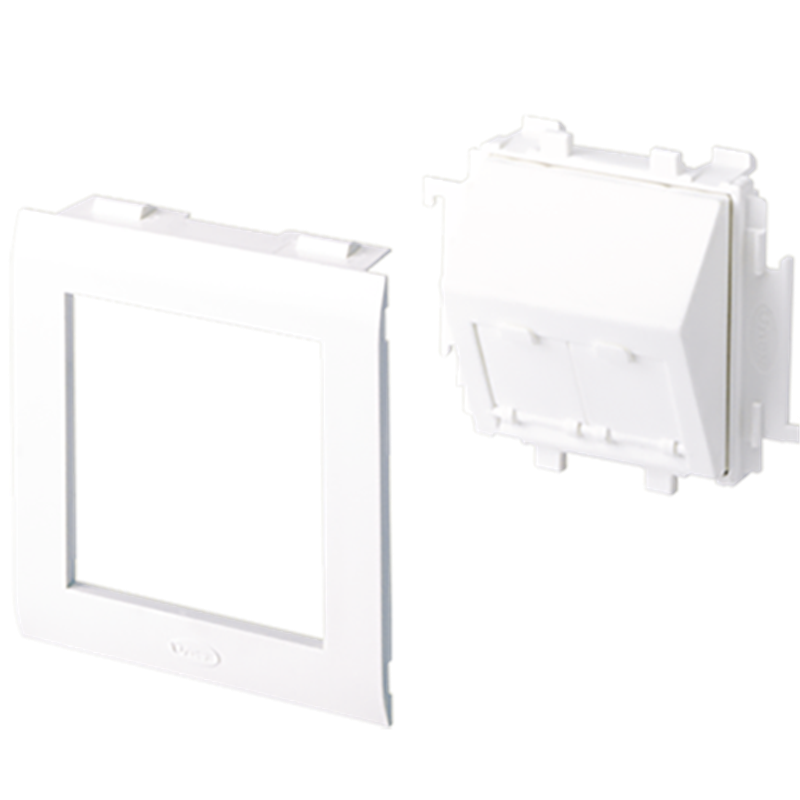 Unex angled faceplate RJ45 for cover80mm, in U24X