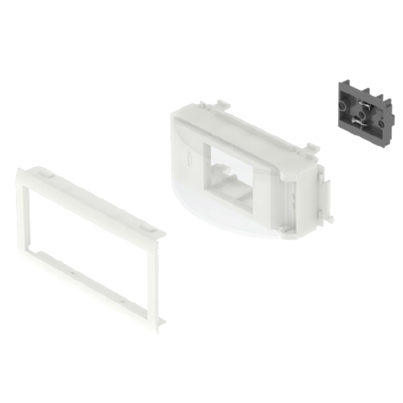 Unex adapter for 2 modules Rail DIN type, cover 65mm, white, in U24X