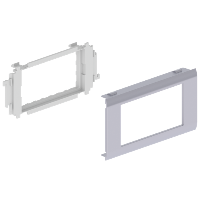 Unex adapter for 2 outlets Mosaic type, cover 65mm, aluminium colour, in U24X