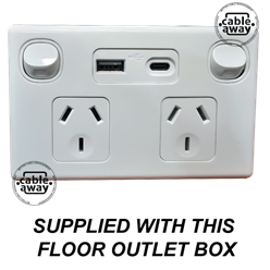 Floor Outlet Box 1 Standard DGPO (1 x USB-A Charge, and 1 x USB-C Charge)Stainless Steel Round Flush 145 Series