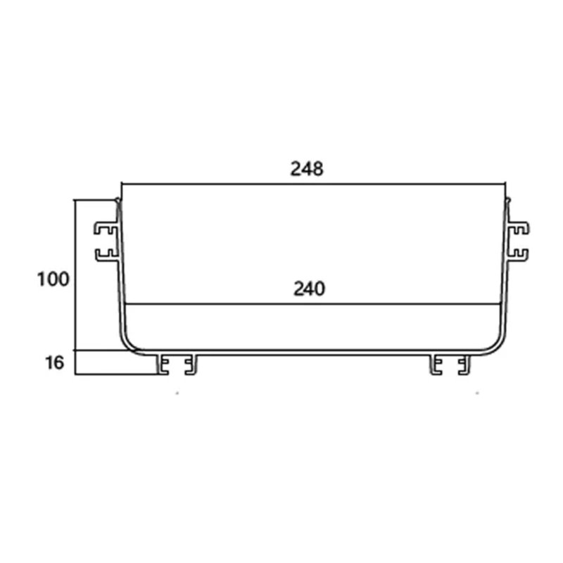 CF240  FIBRE TRAY 240W X 100H X 2ML YELLOW PVC