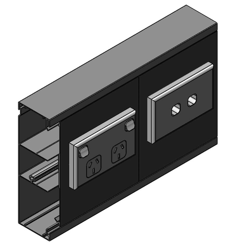 60 X 200mm X 2.4m 3 CHANNEL SKIRTING DUCT (SATIN BLACK) Made to Order