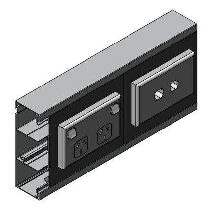 50 X 150mm X 2.4m 3 CHANNEL SKIRTING DUCT (SATIN BLACK) 