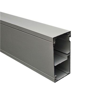 50 X 100mm X 3.0m 2 CHANNEL CLIP ON LID SECTION (Natural Anodised)