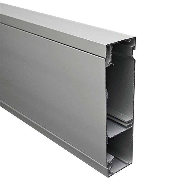 40 X 150mm X 2.4m 2 CHANNEL SKIRTING DUCT (Natural Anodised) 