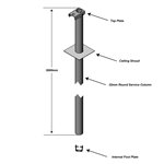 SERVICE POLE 32DIA x 3m 1 DIV ANODISED