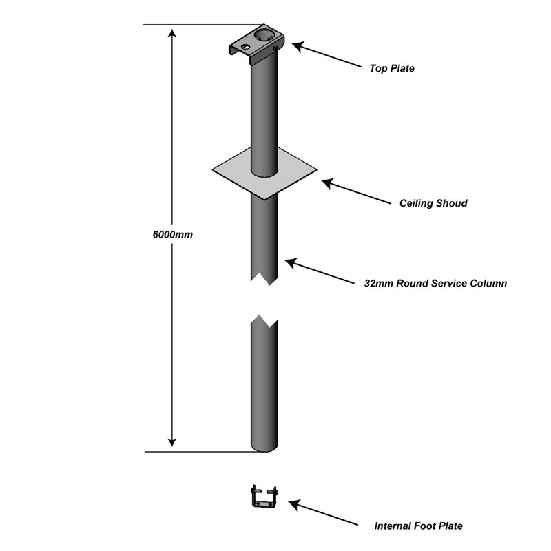 SERVICE POLE 32DIA x 6m 1 DIV PEARL WHITE