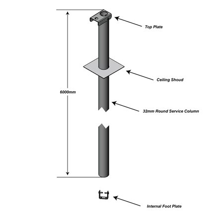 SERVICE POLE 32DIA x 6m 1 DIV PEARL WHITE