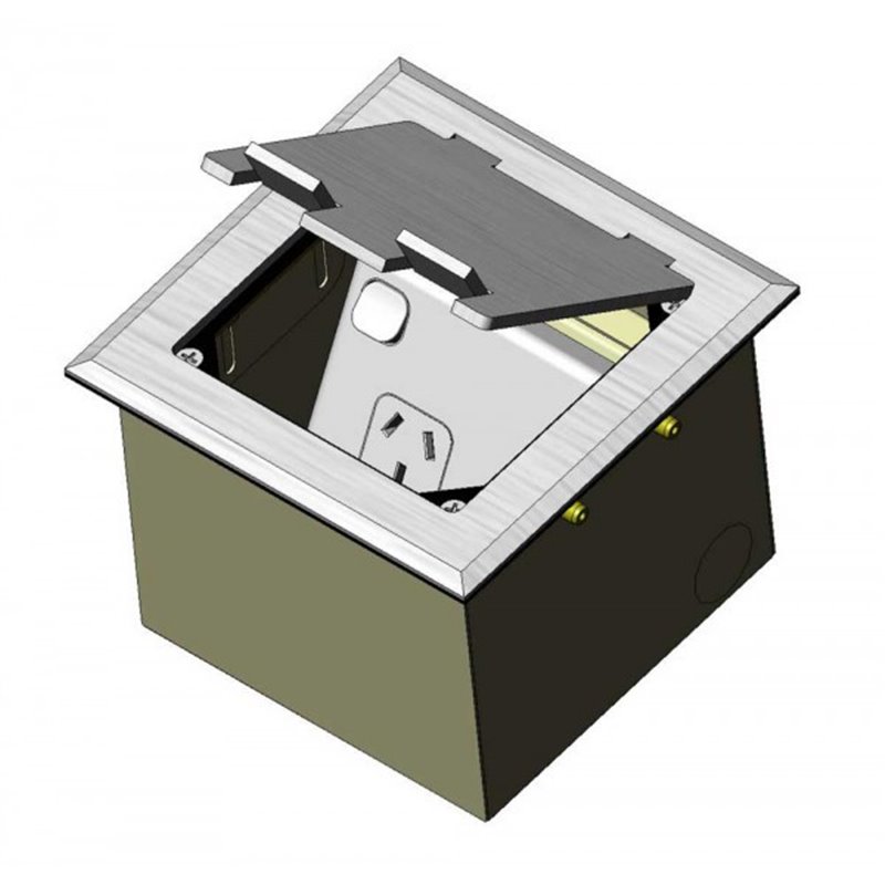 Floor Outlet Box 1 Standard GPO Stainless Steel Flush 145 Series