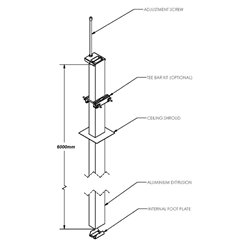 SERVICE POLE 7550 x 6m 1 DIV ANODISED