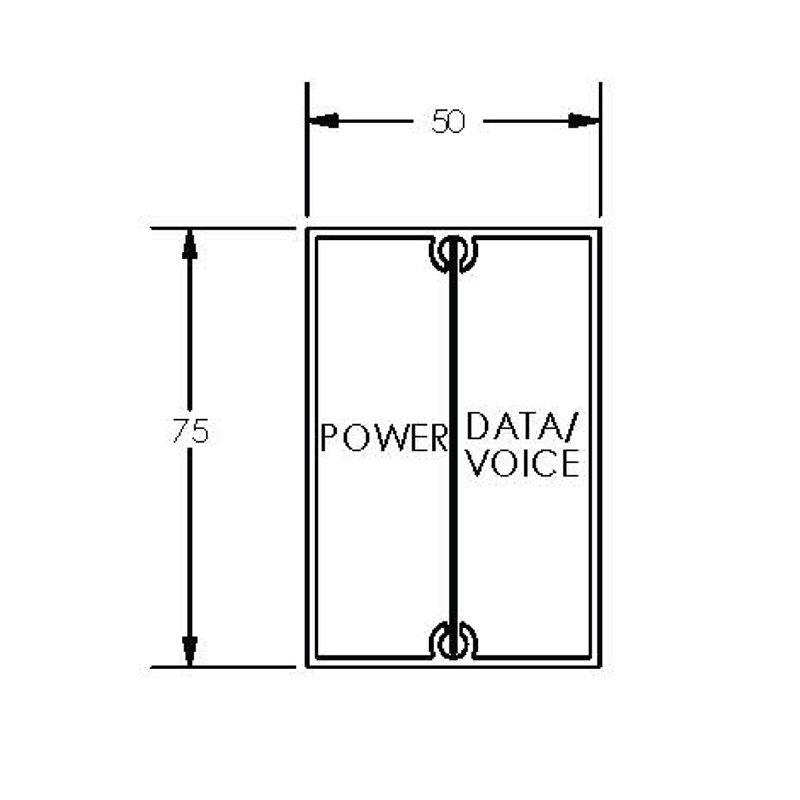 SERVICE POLE 7550 x 3m 2 DIV ANODISED