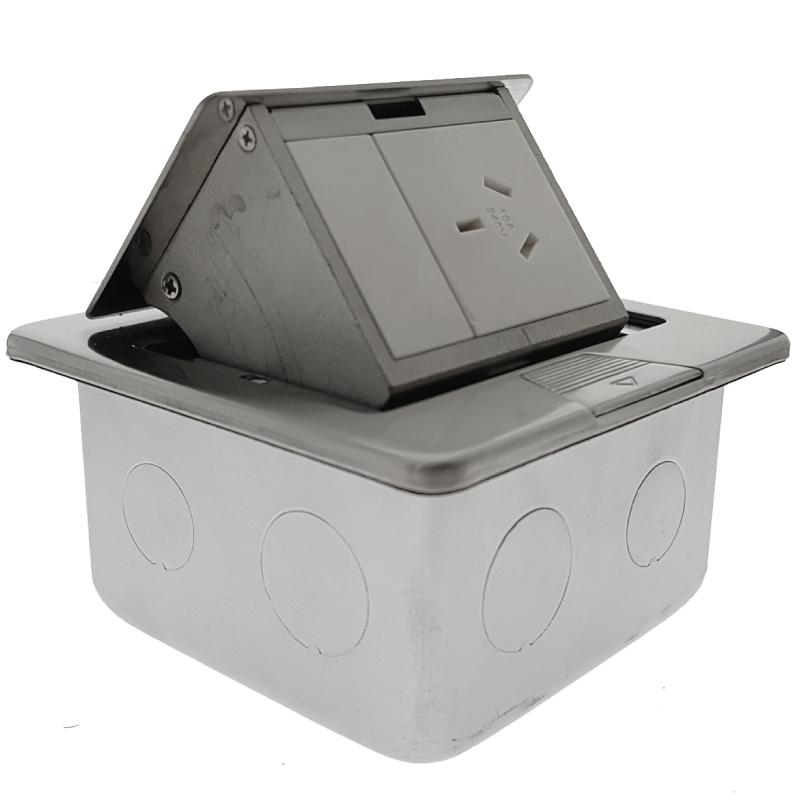 IP 44 Rated Stainless Steel Flush finish Pop Up Outlet Box 1 x Power