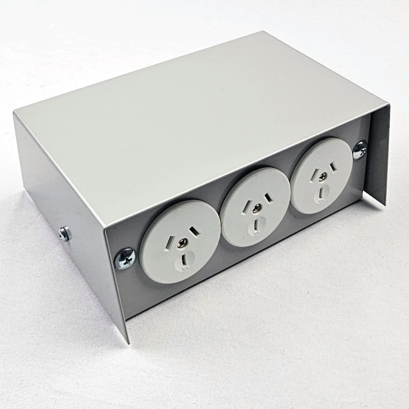 Pedestal Floor Box with 3 Power, 3 Data Provisions, Oyster Grey