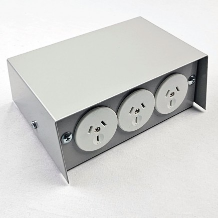 Pedestal Floor Box with 3 Power, 3 Data Provisions, Oyster Grey