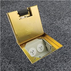 Shallow Floor Outlet Box 2 Power 19mm Brass Recessed Lid 145 Series