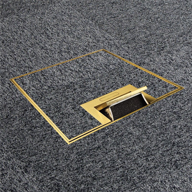 Shallow Floor Outlet Box 2 Power 19mm Brass Recessed Lid 145 Series